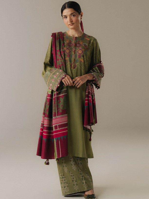 Coco by Zara Shahjahan Prints Vol-05 Unstitched Linen 3Pc Suit D-09A Terracotta Sky