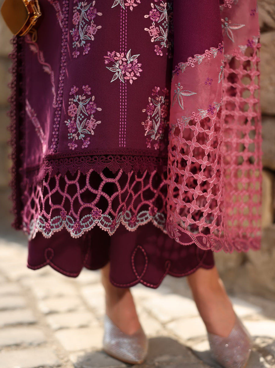 Rang Rasiya Carnation Embroidered Karandi Unstitched 3Pc Suit D-09 Affogato