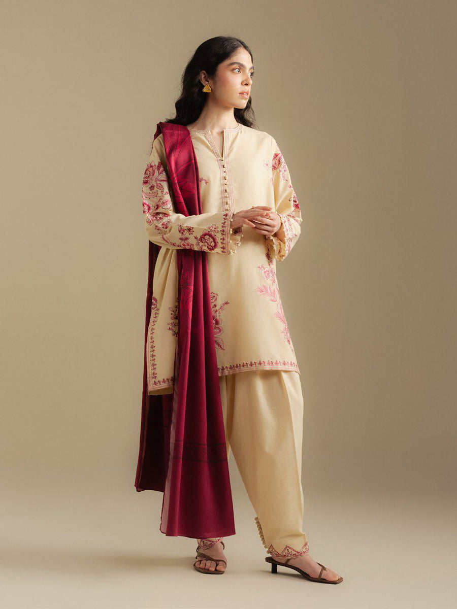 Coco by Zara Shahjahan Winter Unstitched Khaddar 3Pc Suit D-10A SNOWDROP