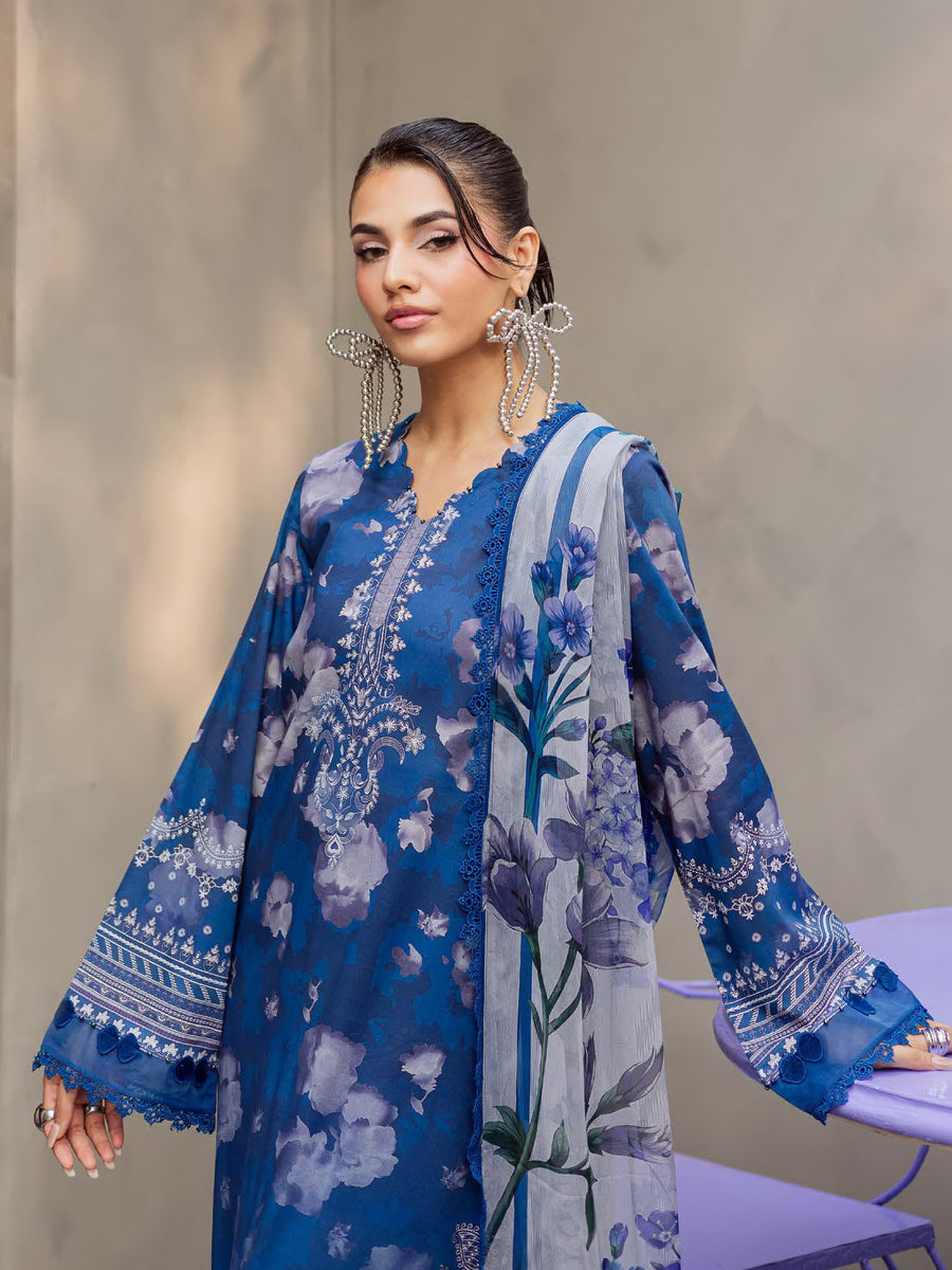 NUREH Signature Prints Unstitched Printed Lawn 3Pc Suit SP-157
