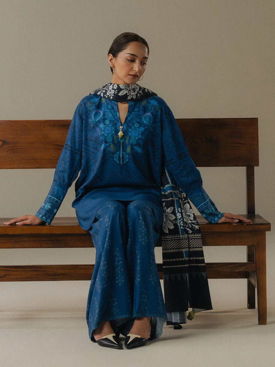 Coco by Zara Shahjahan Prints Vol-05 Unstitched Linen 3Pc Suit D-09B Terracotta Sky