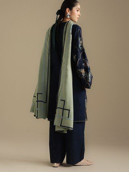 Coco by Zara Shahjahan Winter Unstitched Khaddar 3Pc Suit D-01B AMBER