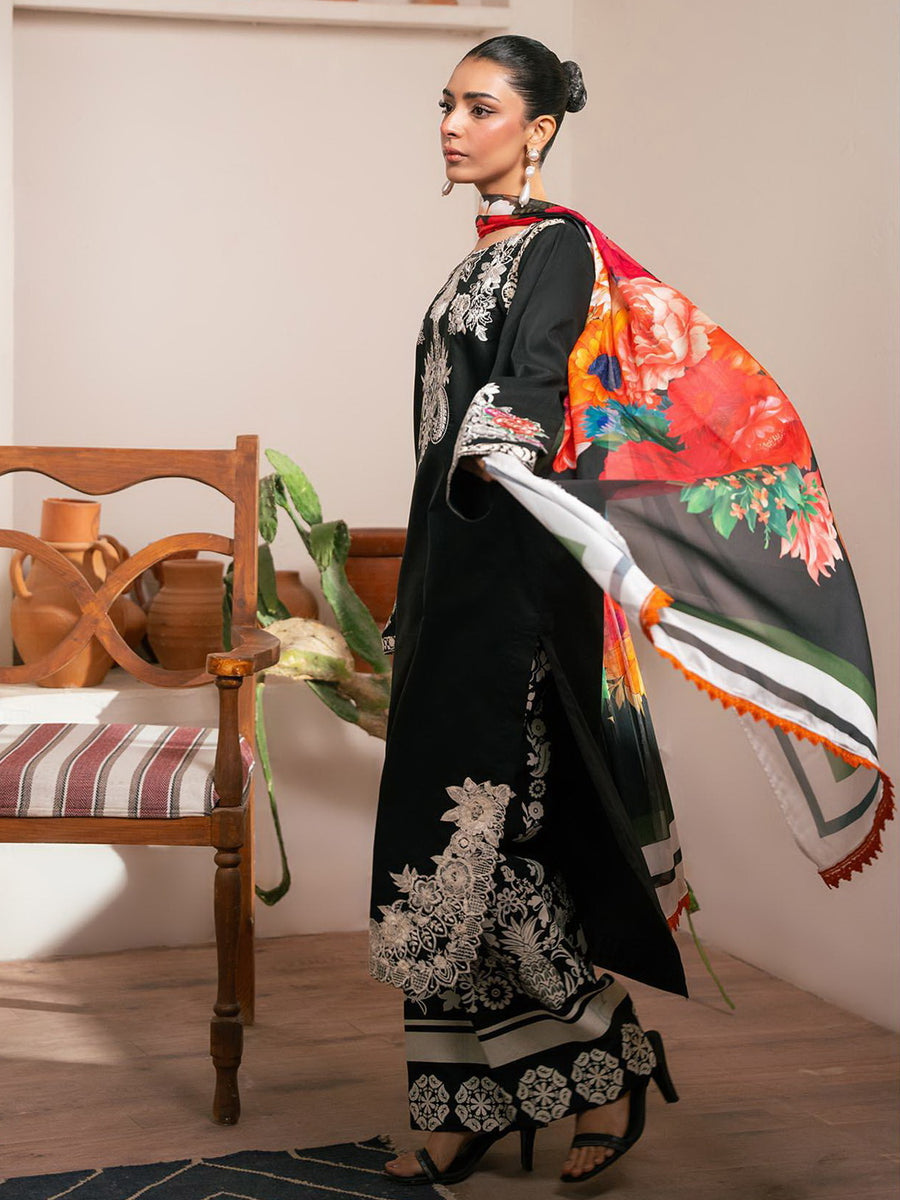 RajBari Parisa Premium Embroidered Lawn Unstitched 3Pc Suit D-08