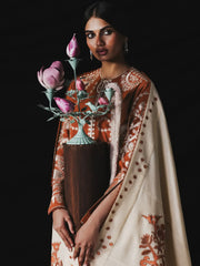Jugnu Lahore Womenswear Embroidered Karandi Unstitched 3Pc Suit - TAZETTA