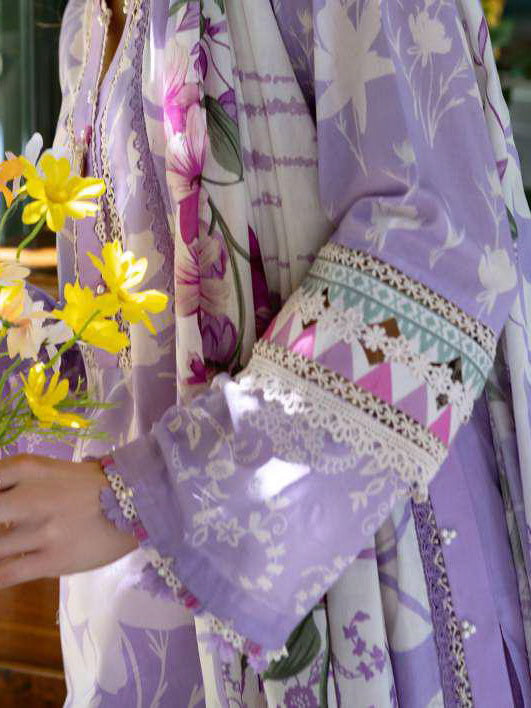 Elaf Prints Unstitched Printed Lawn 3Pc Suit EPE-08A LAVENDER AURA