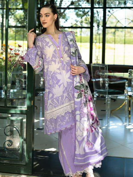 Elaf Prints Unstitched Printed Lawn 3Pc Suit EPE-08A LAVENDER AURA