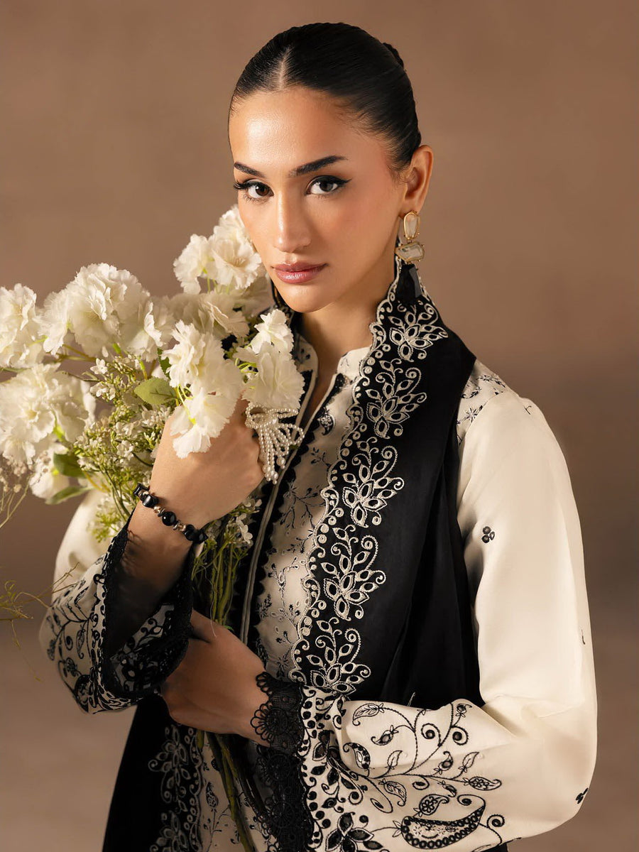 RajBari Sareen Premium Embroidered Viscose Unstitched 3Pc Suit D-01