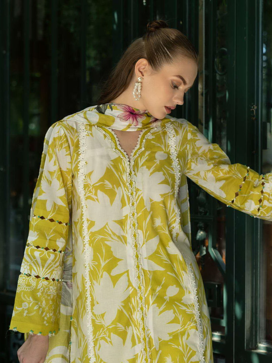Elaf Prints Unstitched Printed Lawn 3Pc Suit EPE-08B SAFFRON