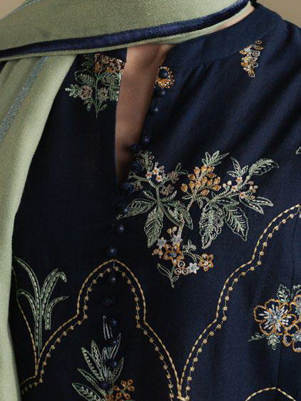 Coco by Zara Shahjahan Winter Unstitched Khaddar 3Pc Suit D-01B AMBER