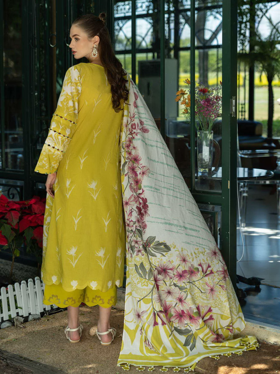 Elaf Prints Unstitched Printed Lawn 3Pc Suit EPE-08B SAFFRON