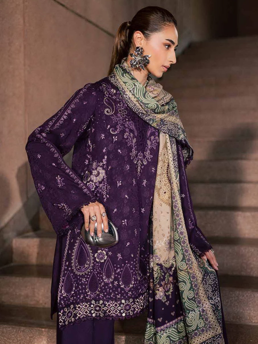 NUREH Maya Embroidered Linen Unstitched 3Pc Suit NW-127