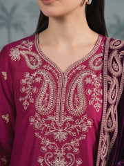 Zeenia Winter Pearls Embroidered Chamki Fabric Unstitched 3Pc Suit D-01