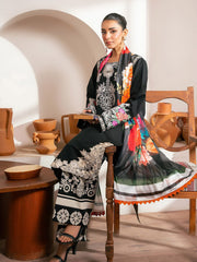 RajBari Parisa Premium Embroidered Lawn Unstitched 3Pc Suit D-08