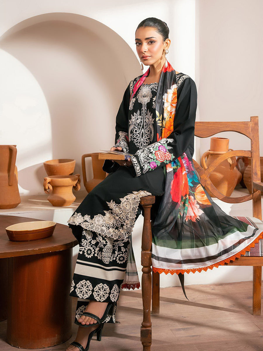 RajBari Parisa Premium Embroidered Lawn Unstitched 3Pc Suit D-08