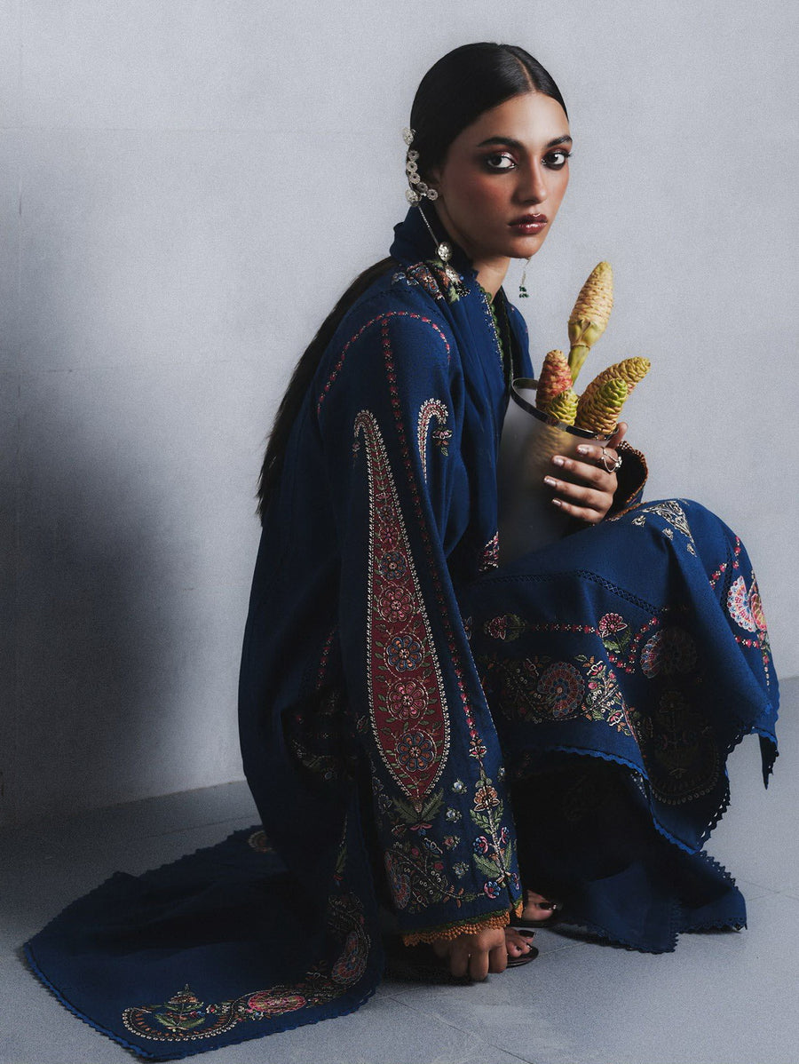 Jugnu Lahore Womenswear Embroidered Karandi Unstitched 3Pc Suit - NEHRI