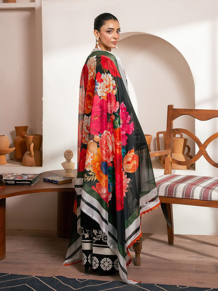 RajBari Parisa Premium Embroidered Lawn Unstitched 3Pc Suit D-08