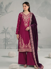 Zeenia Winter Pearls Embroidered Chamki Fabric Unstitched 3Pc Suit D-01