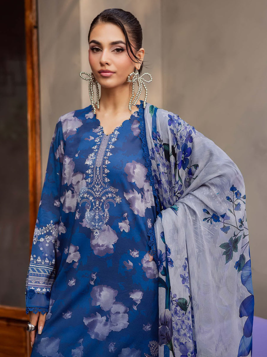 NUREH Signature Prints Unstitched Printed Lawn 3Pc Suit SP-157