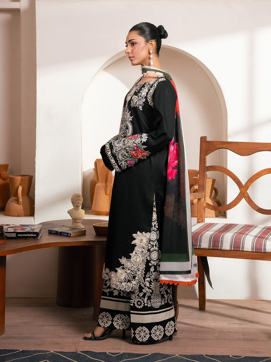 RajBari Parisa Premium Embroidered Lawn Unstitched 3Pc Suit D-08