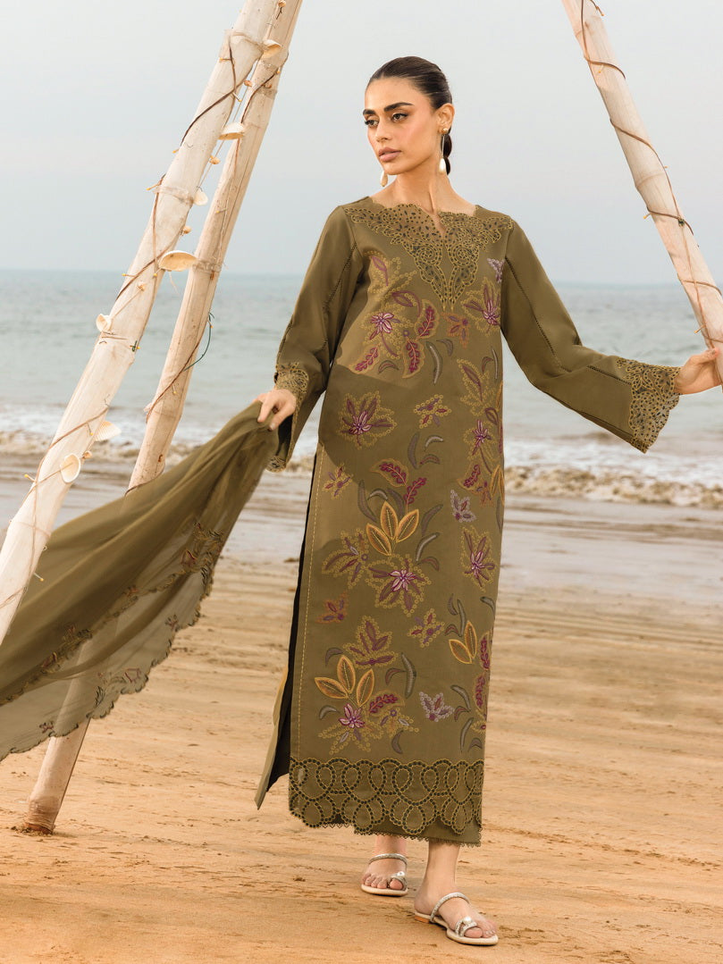 Rang Rasiya Carnation Embroidered Lawn Unstitched 3Pc Suit D-15 LEAH