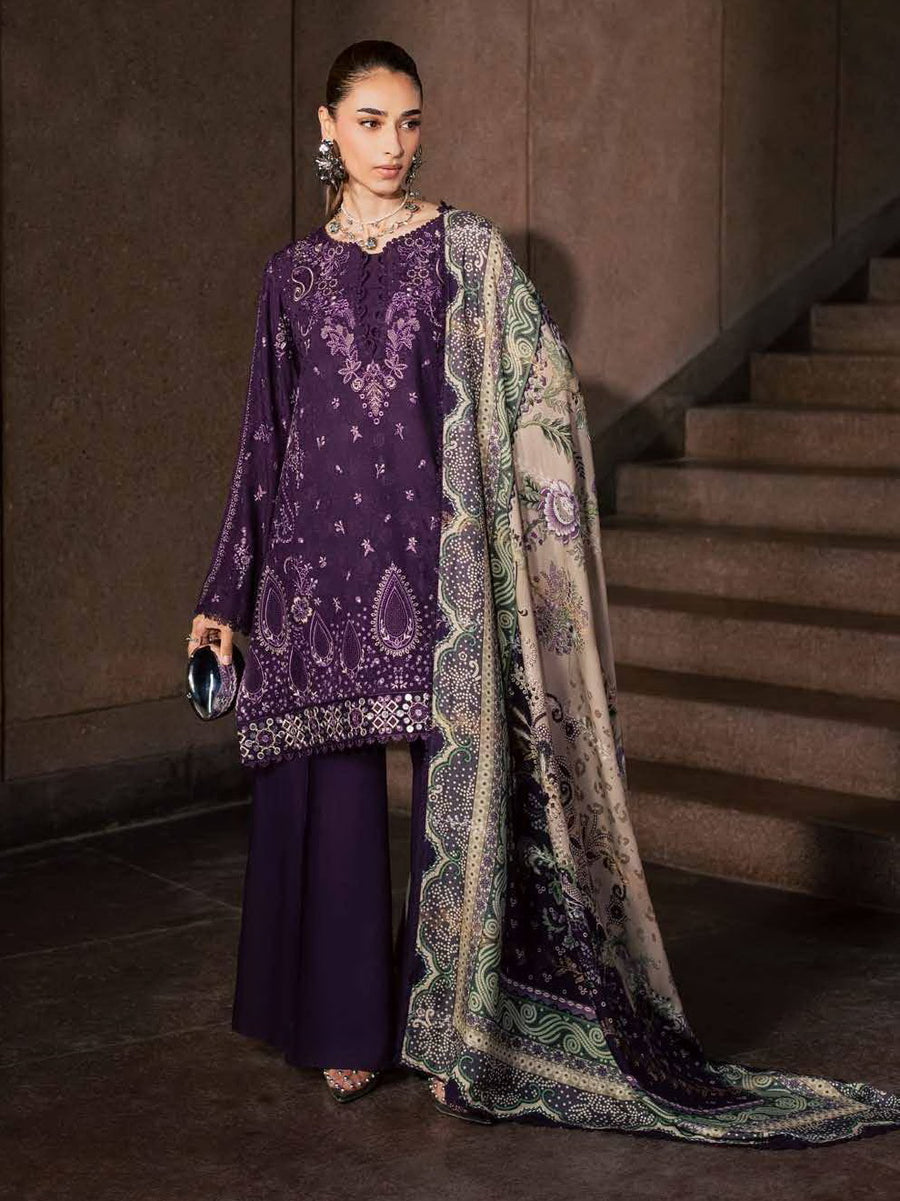 NUREH Maya Embroidered Linen Unstitched 3Pc Suit NW-127