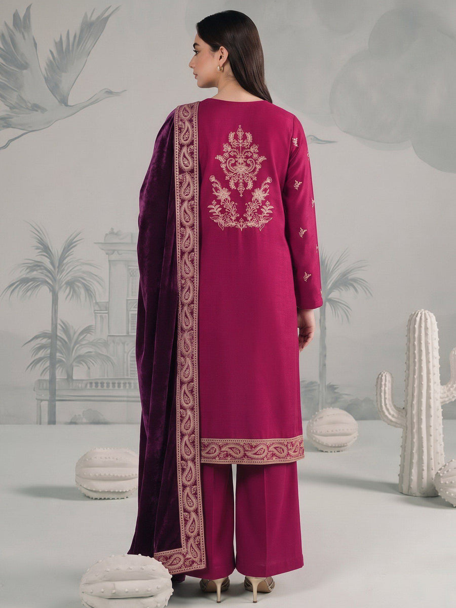 Zeenia Winter Pearls Embroidered Chamki Fabric Unstitched 3Pc Suit D-01