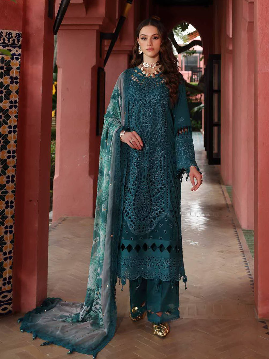 NUREH Bazar Embroidered Chikankari Lawn Unstitched 3Pc Suit NE-107