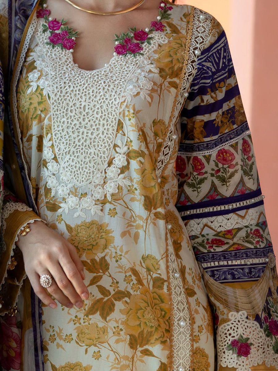 Elaf Premium Signature Embroidered Lawn Unstitched 3Pc Suit EST-05A ESTELLE
