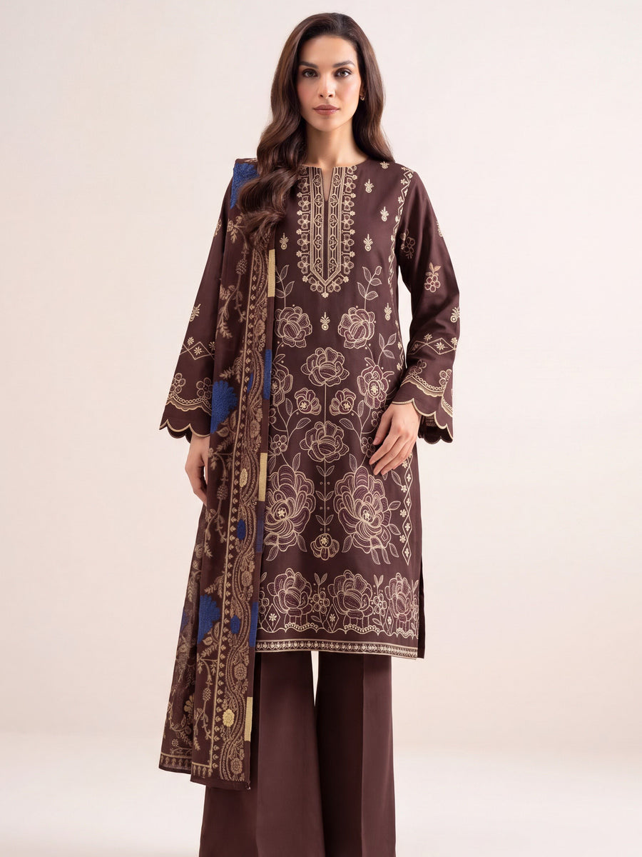 Laira by Cinq Embroidered Luxurious Peach Unstitched 3Pc Suit CL-02
