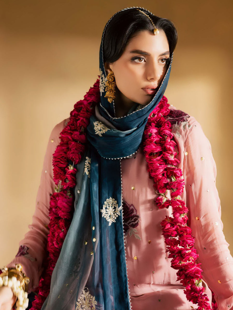 Nureh Mukeshkari Embroidered Mukesh Chiffon Unstitched 3Pc Suit MK-14
