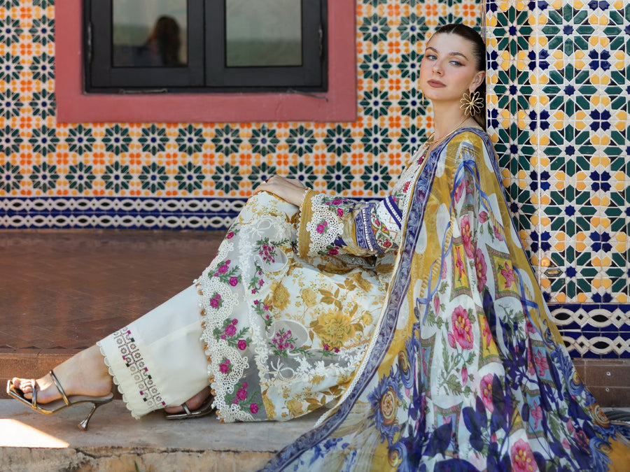 Elaf Premium Signature Embroidered Lawn Unstitched 3Pc Suit EST-05A ESTELLE