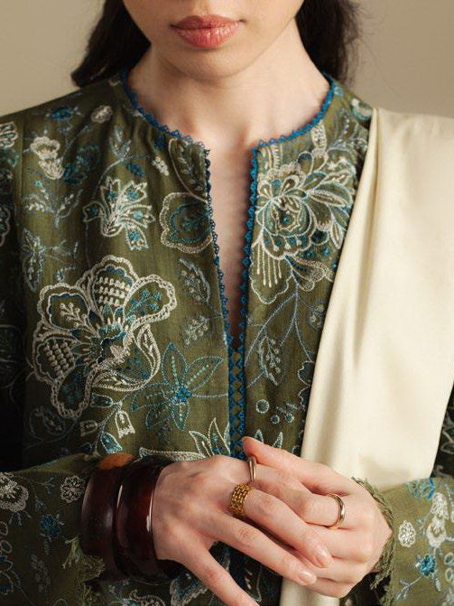 Coco by Zara Shahjahan Winter Unstitched Khaddar 3Pc Suit D-02A MIST