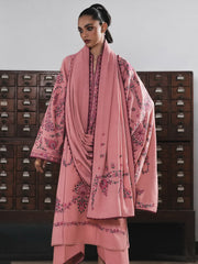 Jugnu Lahore Womenswear Embroidered Karandi Unstitched 3Pc Suit - DAHLIA