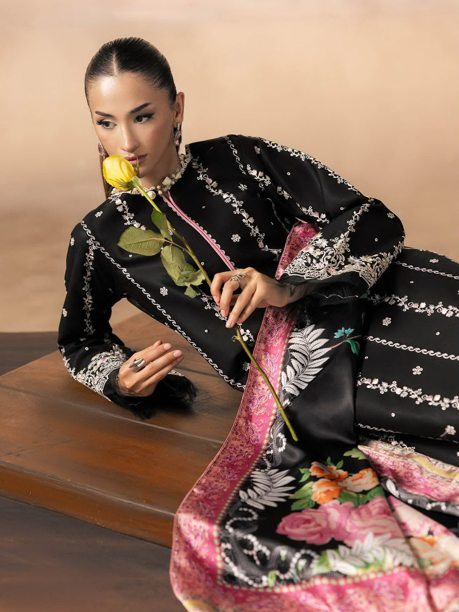 RajBari Sareen Premium Embroidered Viscose Unstitched 3Pc Suit D-05