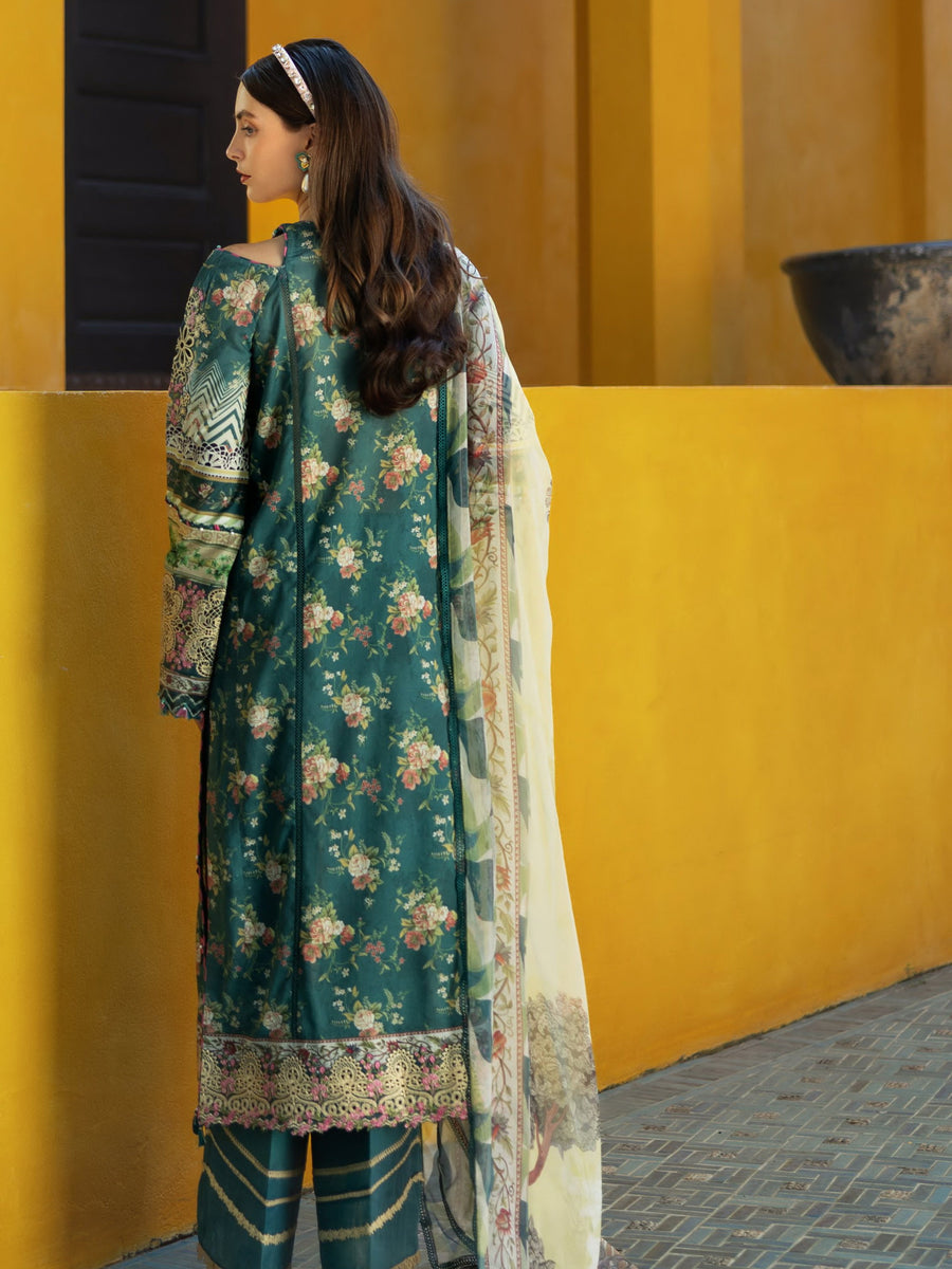 Elaf Premium Signature Embroidered Lawn Unstitched 3Pc Suit EST-07A STAY CURIOUS