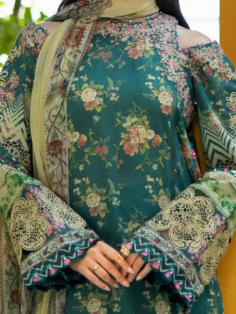 Elaf Premium Signature Embroidered Lawn Unstitched 3Pc Suit EST-07A STAY CURIOUS