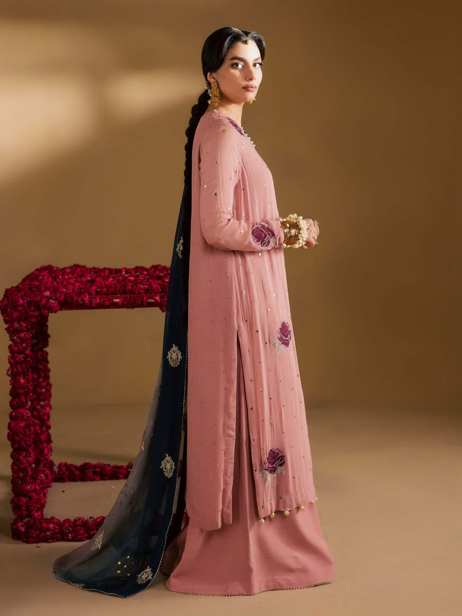 Nureh Mukeshkari Embroidered Mukesh Chiffon Unstitched 3Pc Suit MK-14