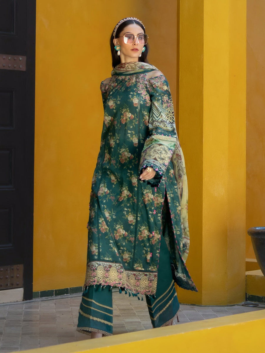 Elaf Premium Signature Embroidered Lawn Unstitched 3Pc Suit EST-07A STAY CURIOUS