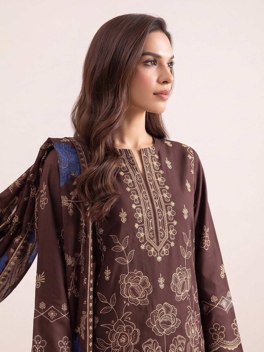 Laira by Cinq Embroidered Luxurious Peach Unstitched 3Pc Suit CL-02