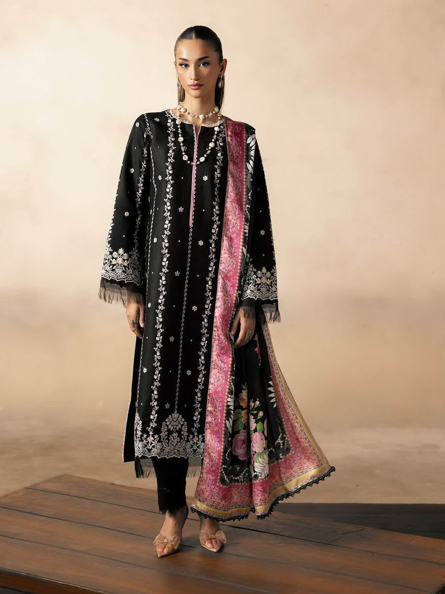 RajBari Sareen Premium Embroidered Viscose Unstitched 3Pc Suit D-05