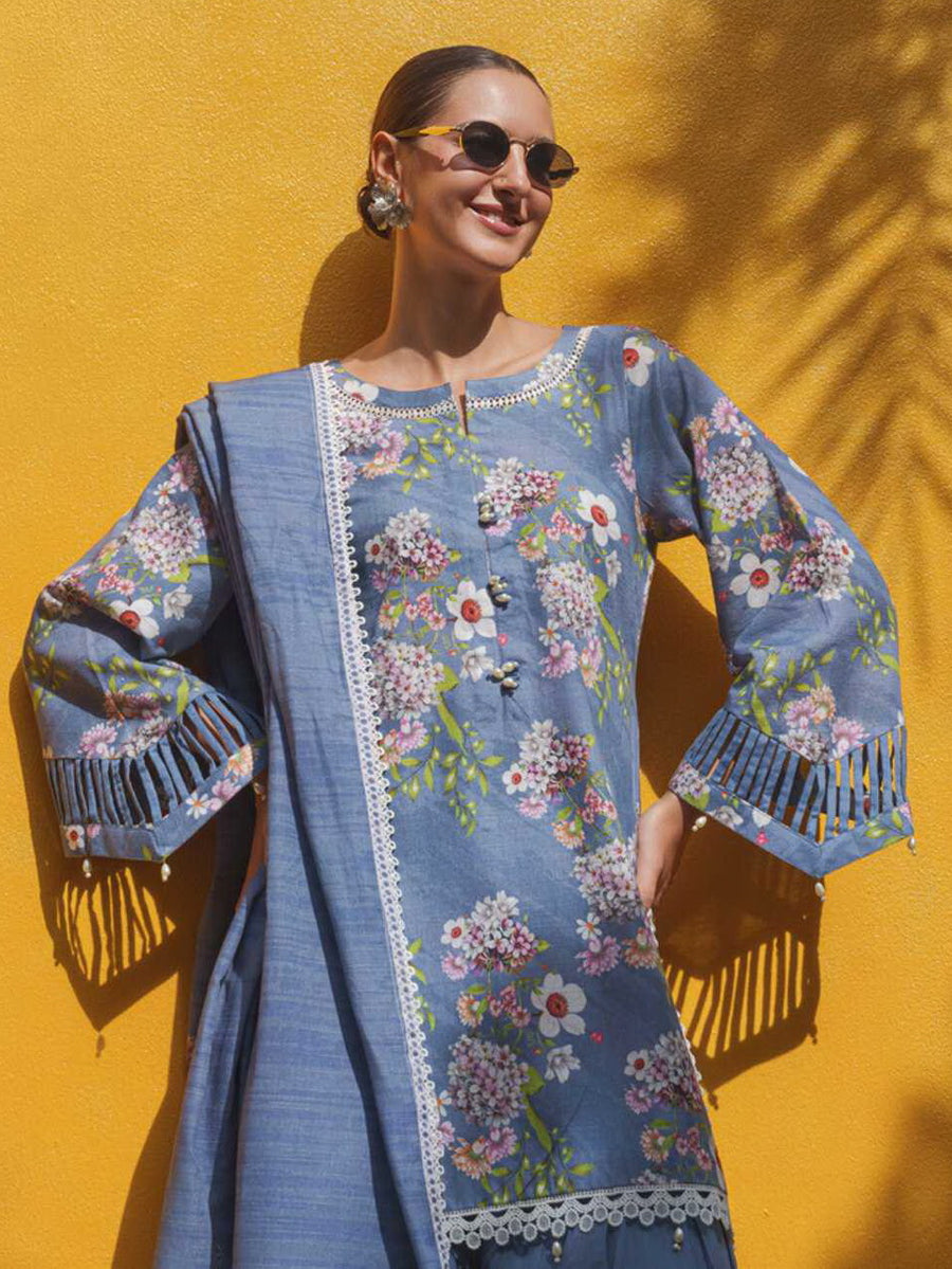 AL Zohaib Colors Digital Printed Khaddar Unstitched 3Pc Suit CK-12