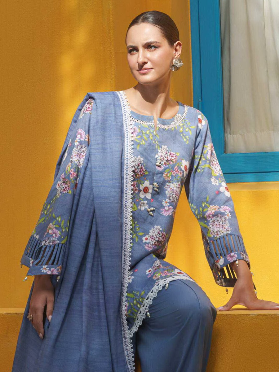 AL Zohaib Colors Digital Printed Khaddar Unstitched 3Pc Suit CK-12