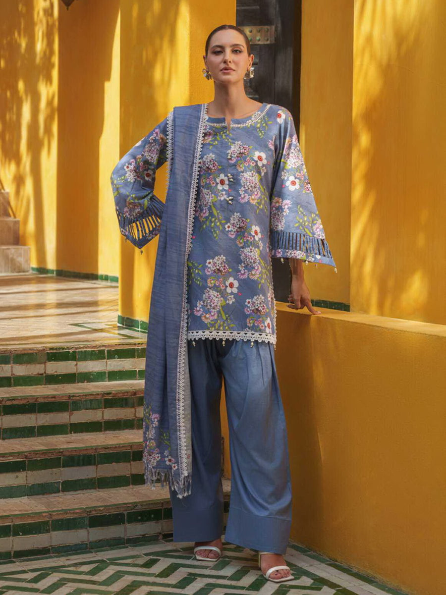 AL Zohaib Colors Digital Printed Khaddar Unstitched 3Pc Suit CK-12