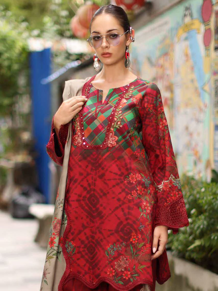 Charizma Combination Vol-02 Embroidered Linen Unstitched 3Pc Suit CCW7-12