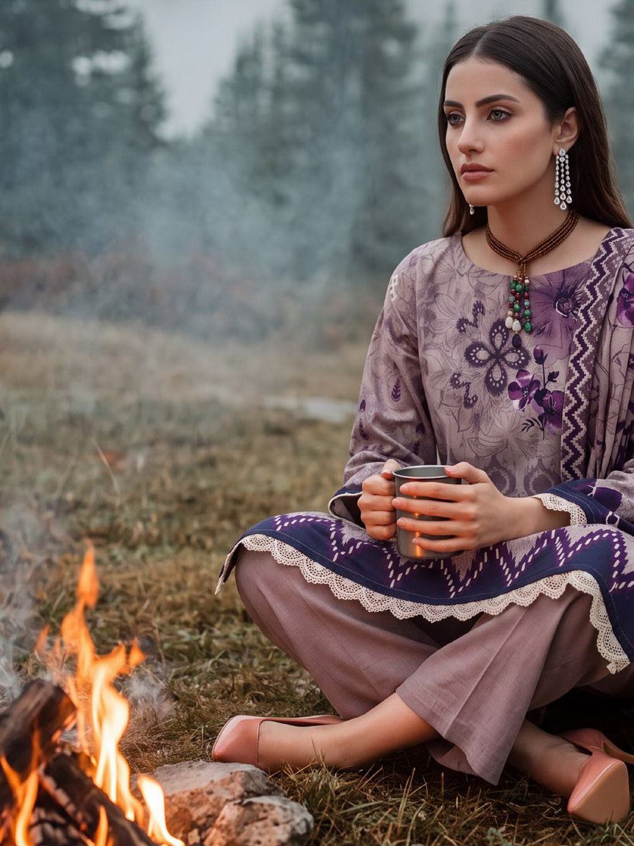 Al Zohaib Colors Printed Linen Unstitched 3Pc Suit D-10
