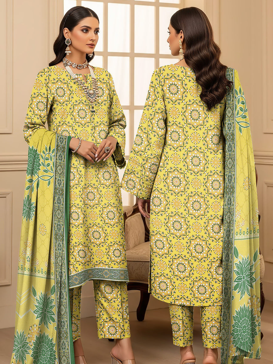 Ittehad X Bin Ameer Premium Karandi Unstitched Printed 3Pc Suit D-02