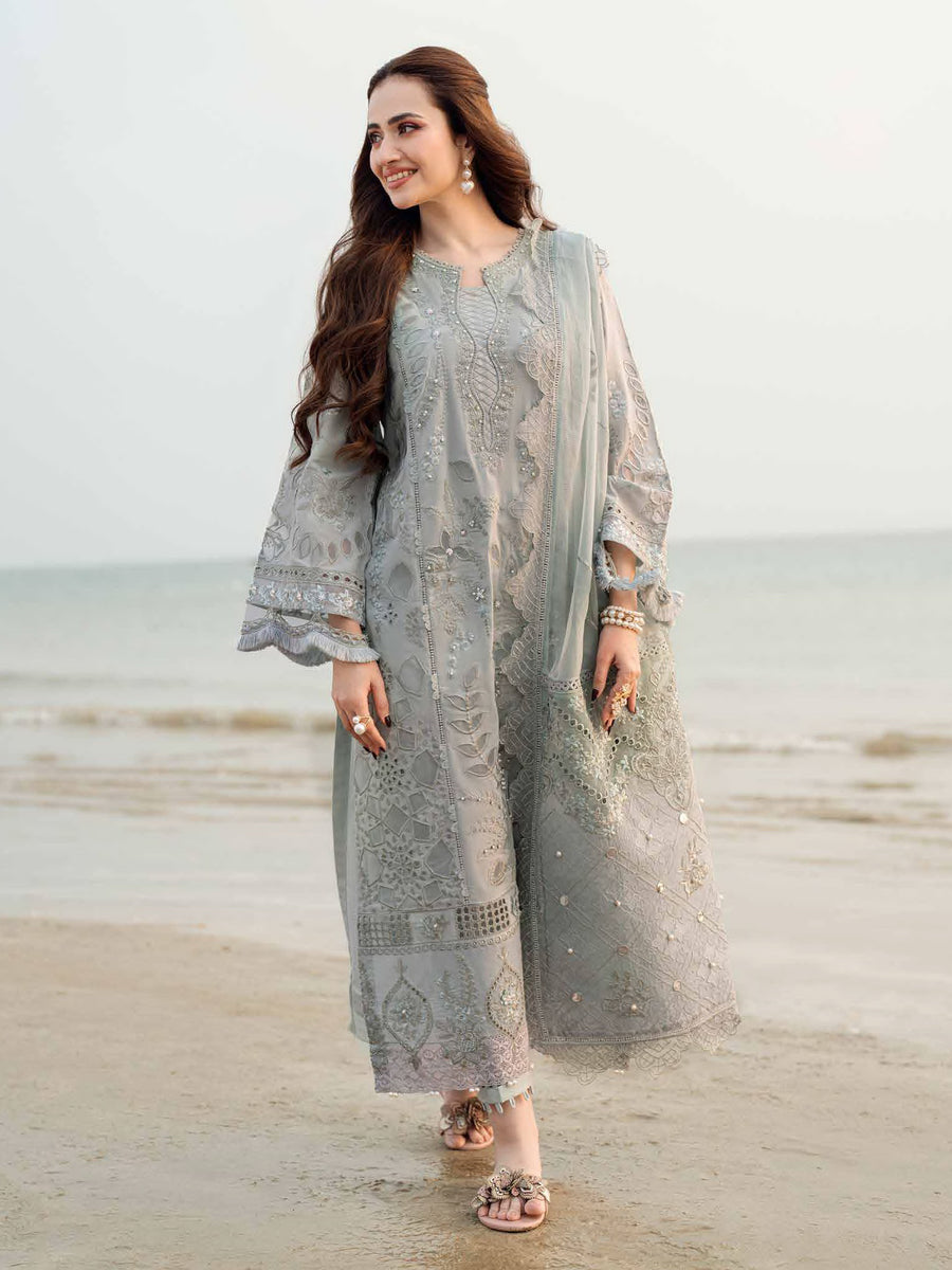 NUREH Khuwab Embroidered Swiss Lawn Unstitched 3 Piece Suit NE-145