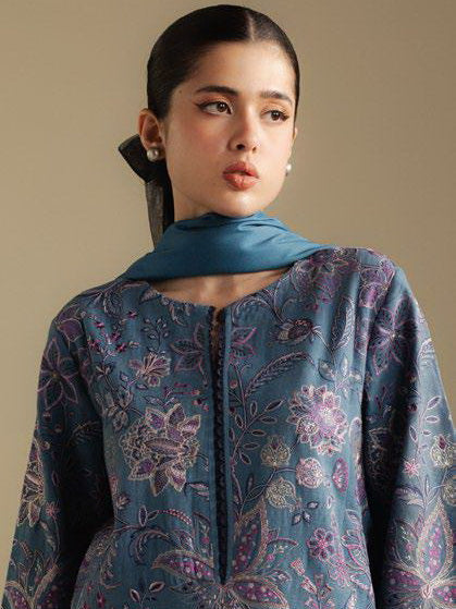 Coco by Zara Shahjahan Winter Unstitched Khaddar 3Pc Suit D-02B MIST