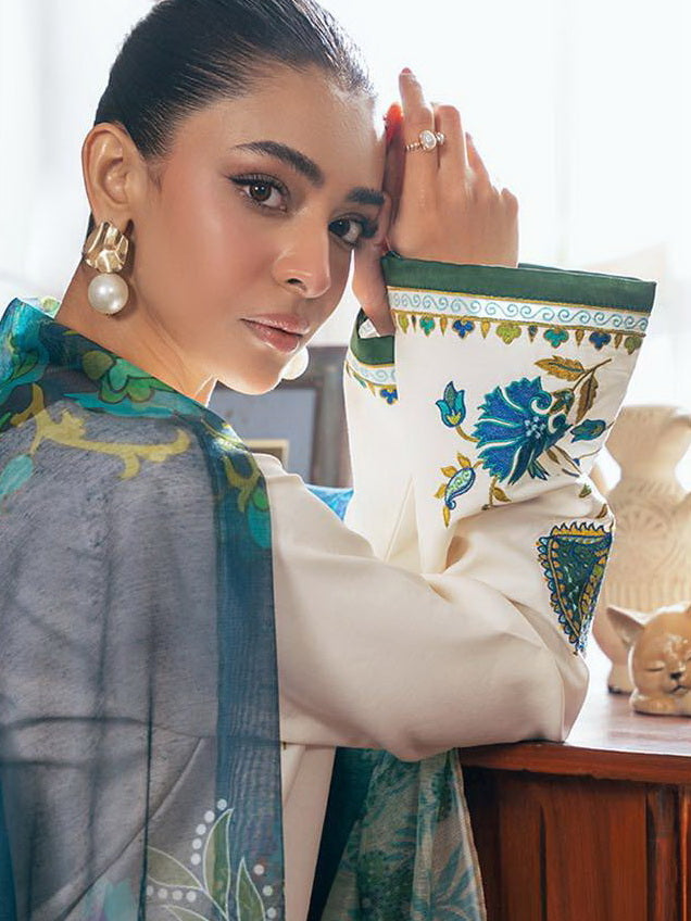 RajBari Parisa Premium Embroidered Lawn Unstitched 3Pc Suit D-05