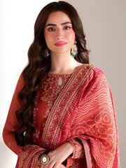 Azure Ensembles Embroidered Chiffon Unstitched 3Pc Suit D-01 IZKA